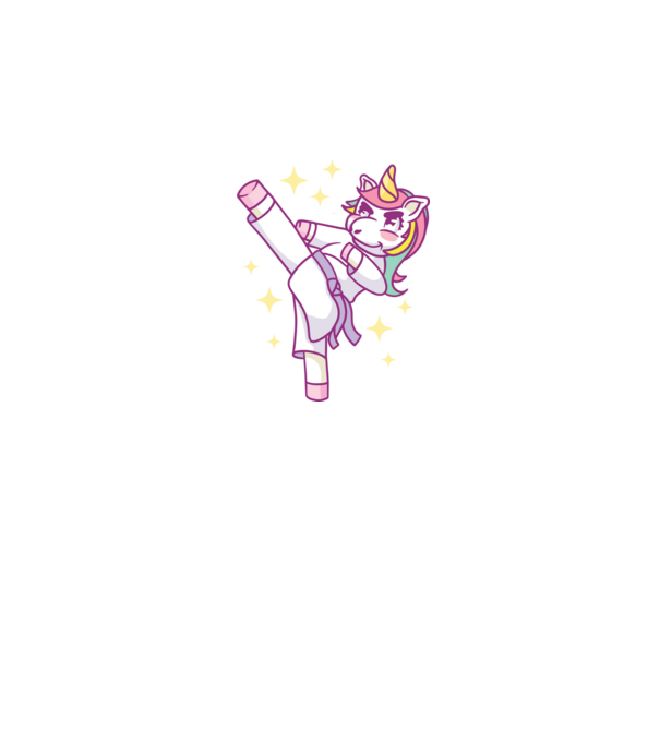 Karate unicorn model roz pe tricou