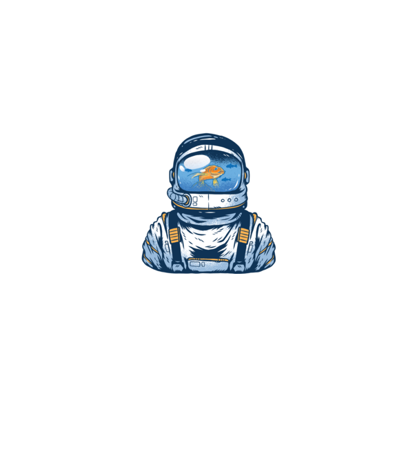 Peștișor auriu Astronaut model negru pe tricou