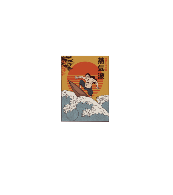 Samurai Surf model negru pe tricou