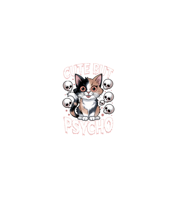Cute, but Psycho pisică Negru model nisipiu pe tricou
