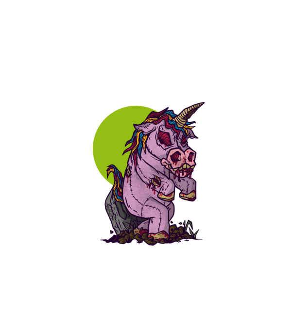 Zombie unicorn model albastru închis pe tricou