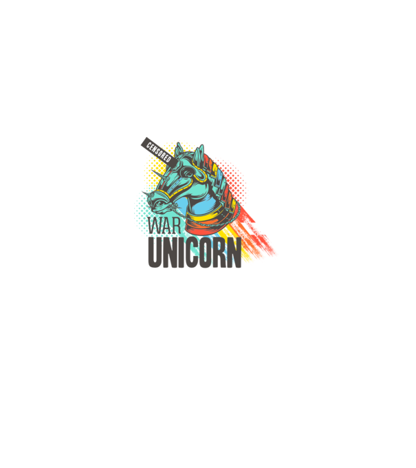 War Unicorn model alb pe tricou