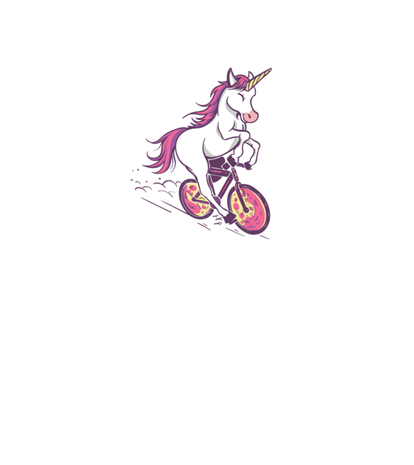 unicorn cu bicicletă model roz deschis pe tricou