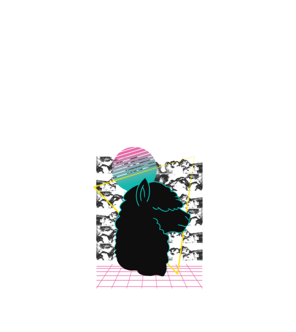 Retro Alpaka model negru pe tricou