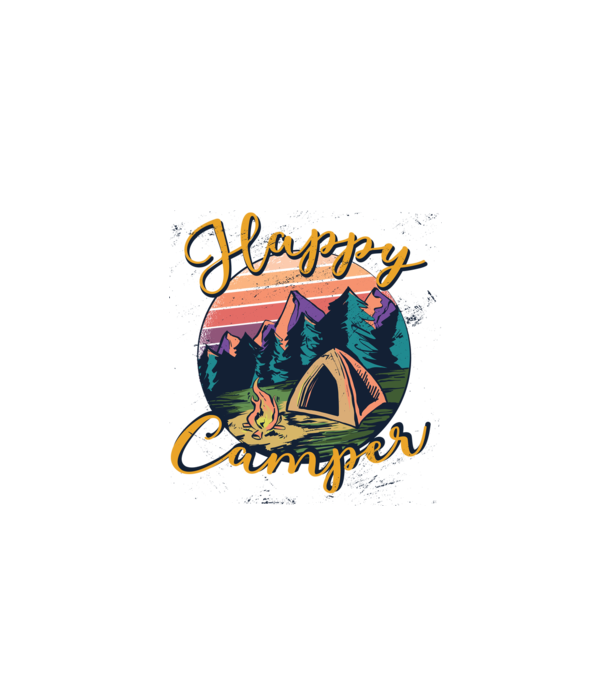 Happy Camper tricou camping model gri pe tricou