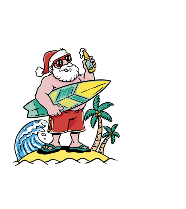 Santa Claus Summer model negru pe tricou