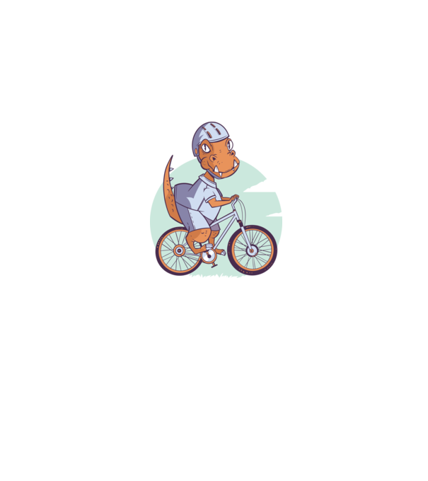 Dinozaur de T-Rex cu bicicletă model albastru jeanși pe tricou
