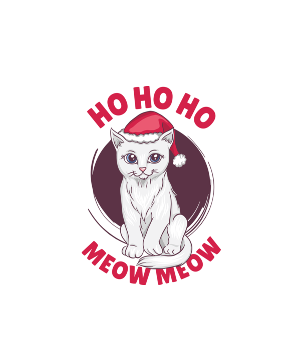 Ho Ho Ho Ho Ho Ho Ho Meow Meow Crăciun cu pisică model alb pe tricou