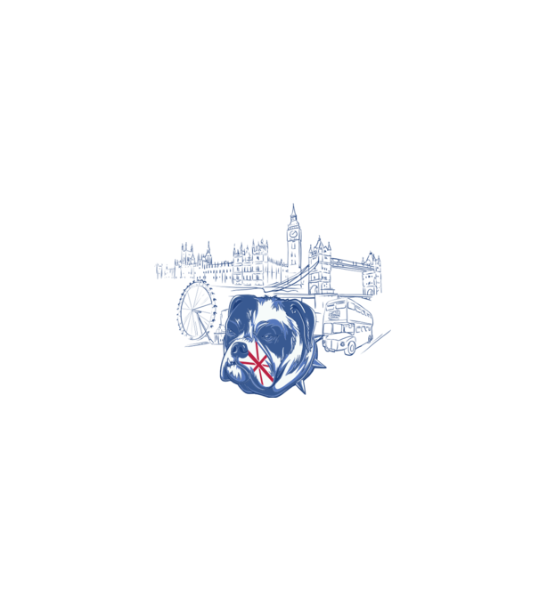 London Bulldog model alb pe tricou