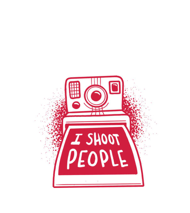 I shoot people - Fotograf model alb pe tricou