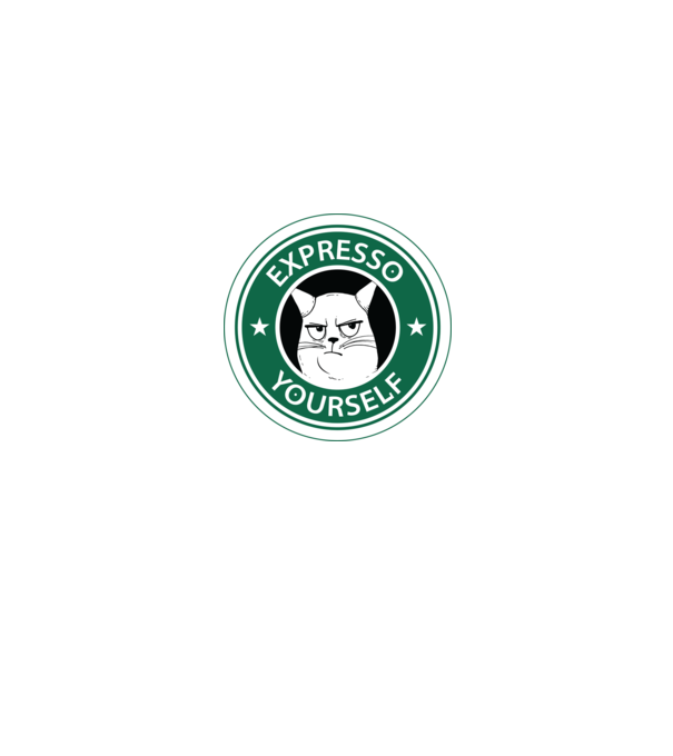 Expresso Yourself tricou Pisică cu cafea model negru pe tricou