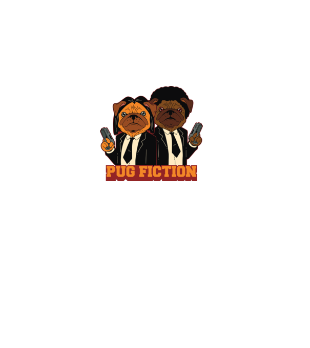 Pug Fiction Pugs Mops Pulp Fiction parodie model alb pe tricou