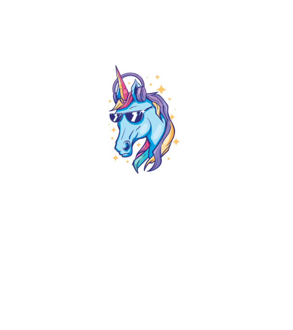 Unicorn strălucitor cu căști model turcoaz pe tricou