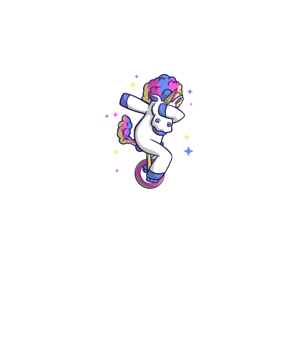 Unicorn pe monociclu model negru pe tricou