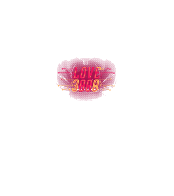 Love 3000 model negru pe tricou