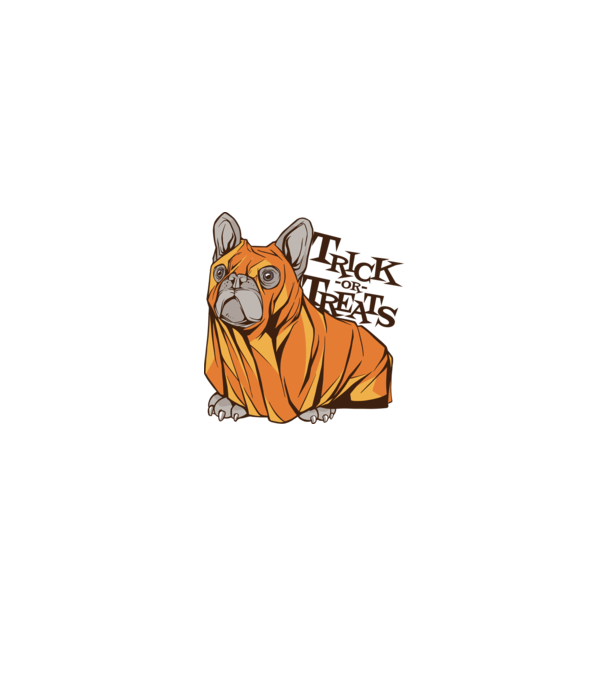 Trick or Treat Mops Halloween model alb/roșu pe tricou