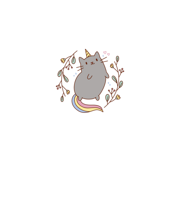 Pisică Unicorn model alb pe tricou