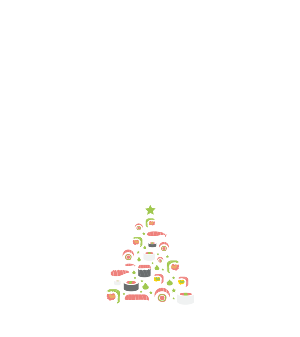 Pom de Crăciun Sushi model negru pe tricou