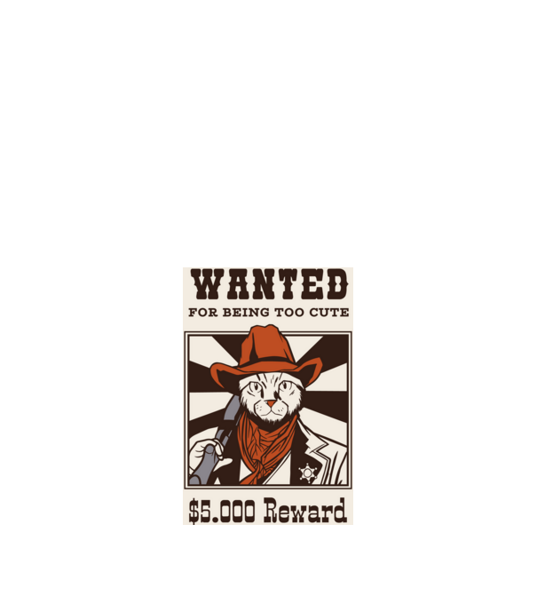 Wanted for being too cute Cowboy cu pisică model negru pe tricou
