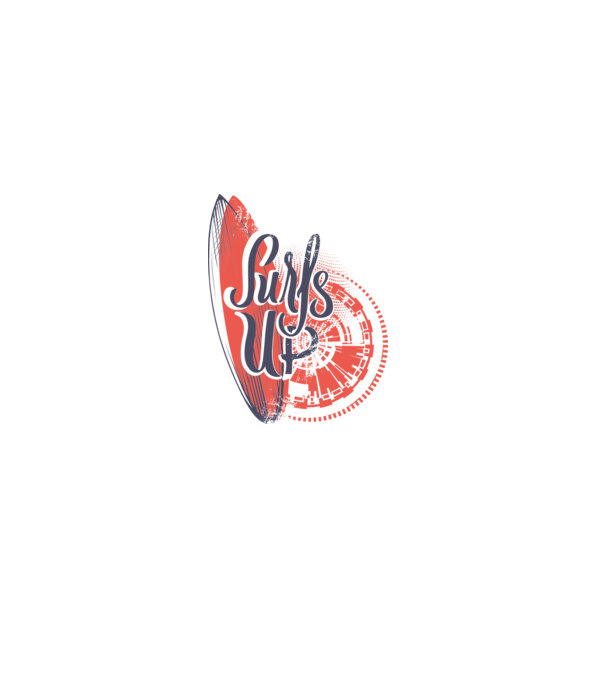 Surfs up model alb pe tricou