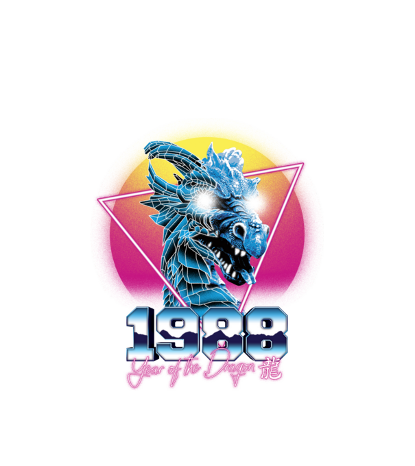 1988 Year of the Dragon model alb pe tricou