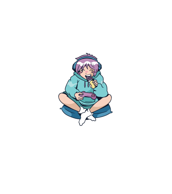 Anime Gamer Fată cu ciocolată model mov pe tricou