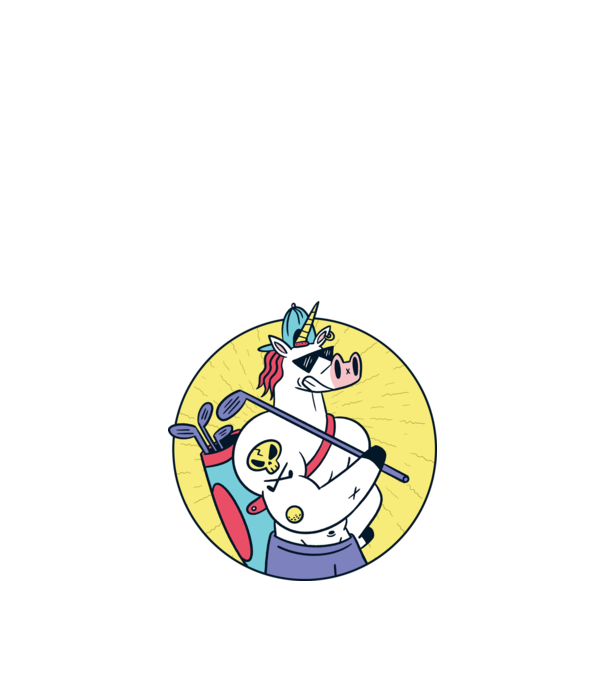 Unicorn Golf model albastru închis pe tricou