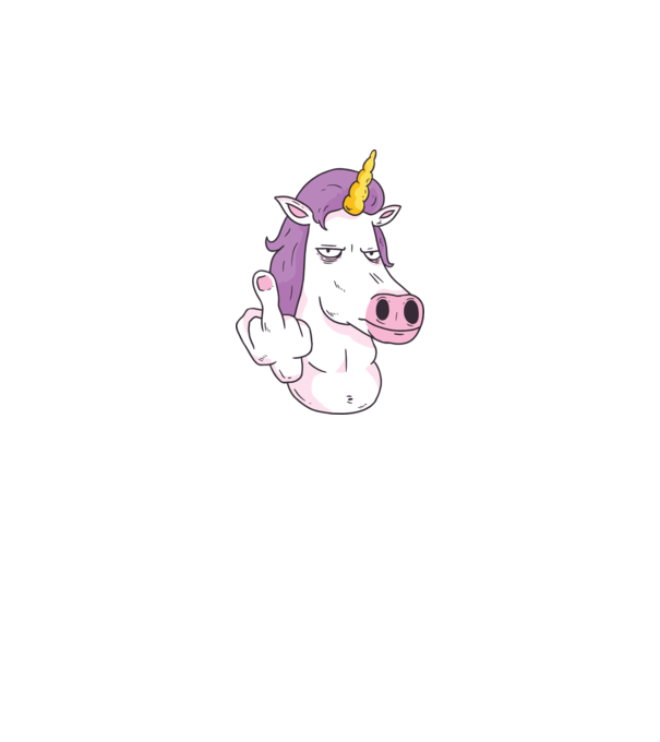 Unicorn arată degetul model albastru închis pe tricou
