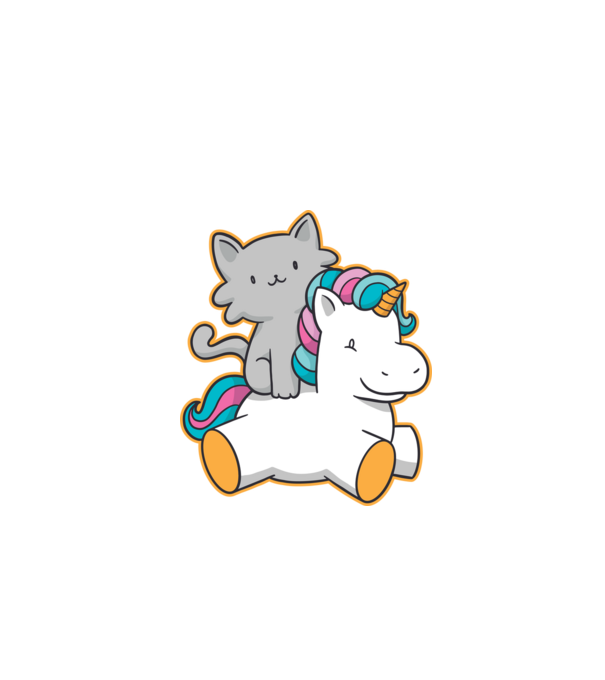Unicorn Cu pisică model albastru închis pe tricou