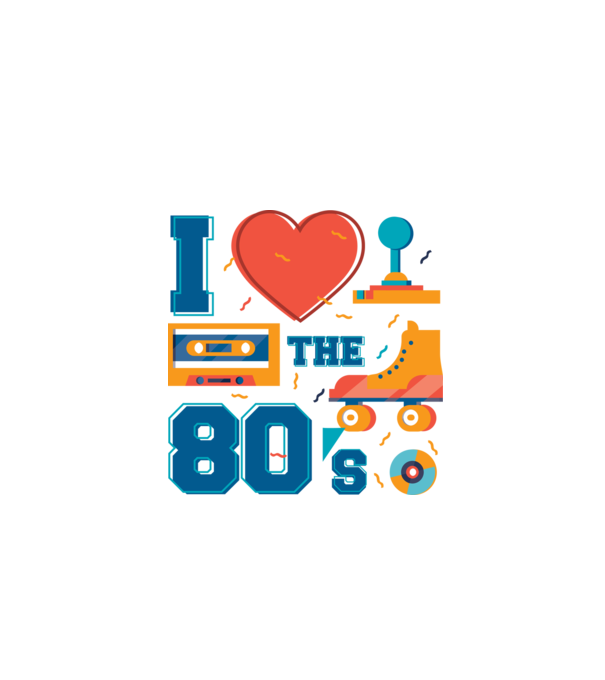 'I love the 80s - Iubesc anii ''80' model alb pe tricou