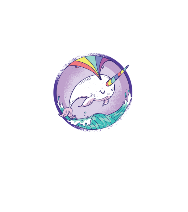 Unicorn drăguț Balenă - Narval model alb pe tricou