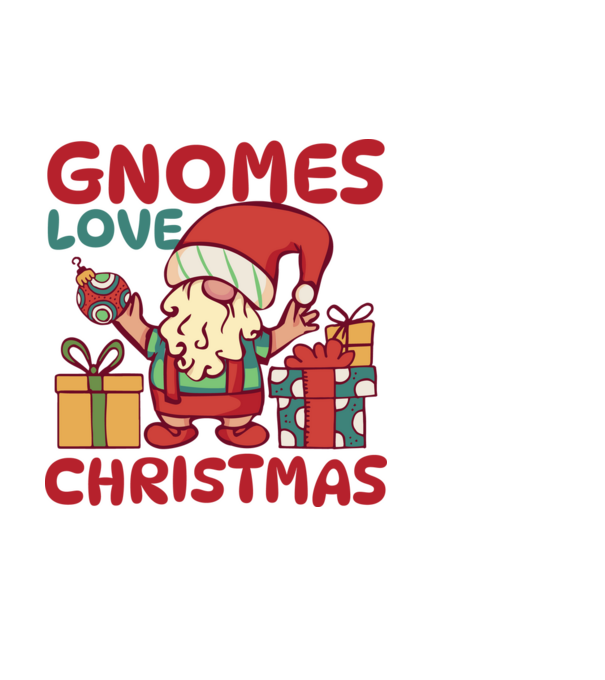 Gnomes LOVE Christmas model alb pe tricou