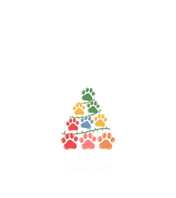 Merry Christmas Paws Negru model negru pe tricou