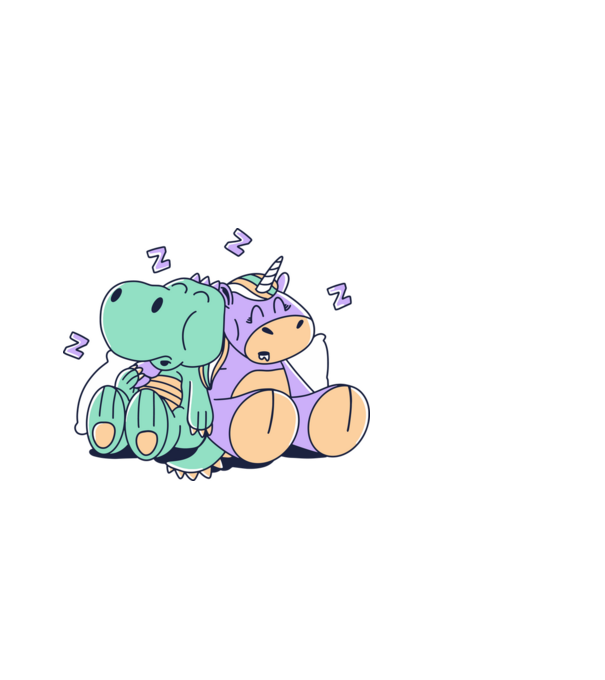 Unicorn adormit și T-rex model negru pe tricou