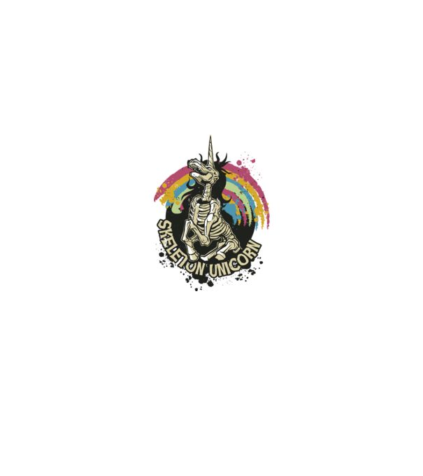 Schelet unicorn model alb pe tricou