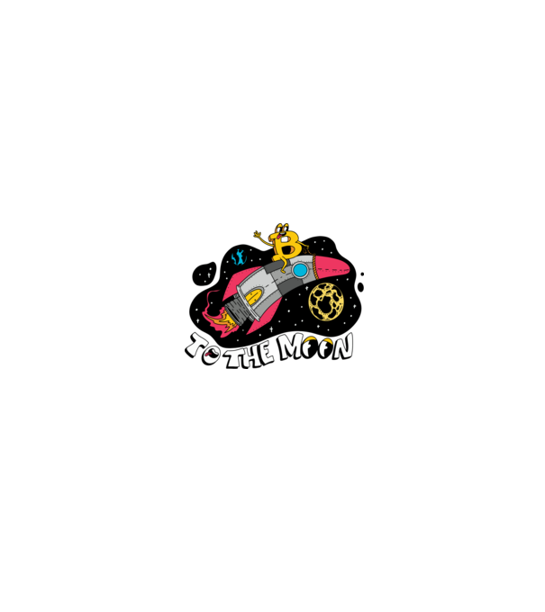 Bitcoin to the moon model alb/roșu pe tricou