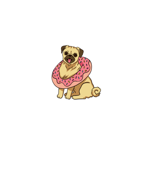 Mops cu gogoașă la gât model albastru jeanși pe tricou