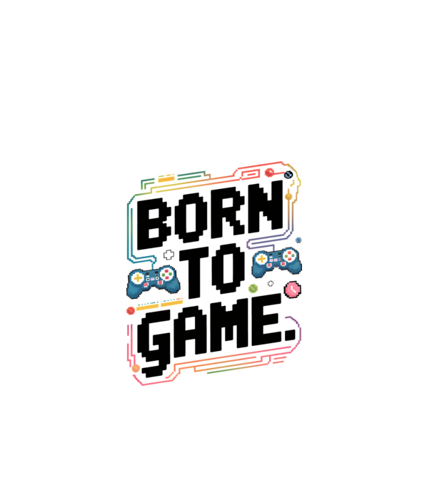 Born to Game Pixel Alb model alb pe tricou