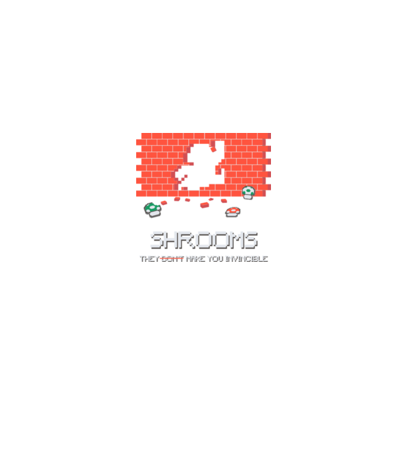 Shrooms - They make you invincible Mario model gri pe tricou