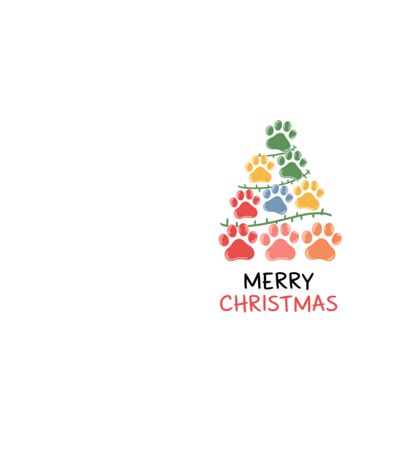 Merry Christmas Paws Alb model galben neon pe tricou