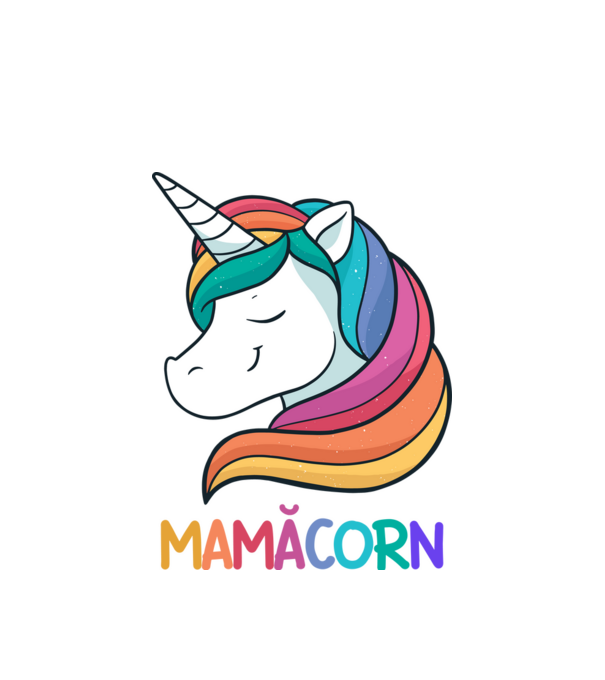 mamăcorn model alb pe tricou