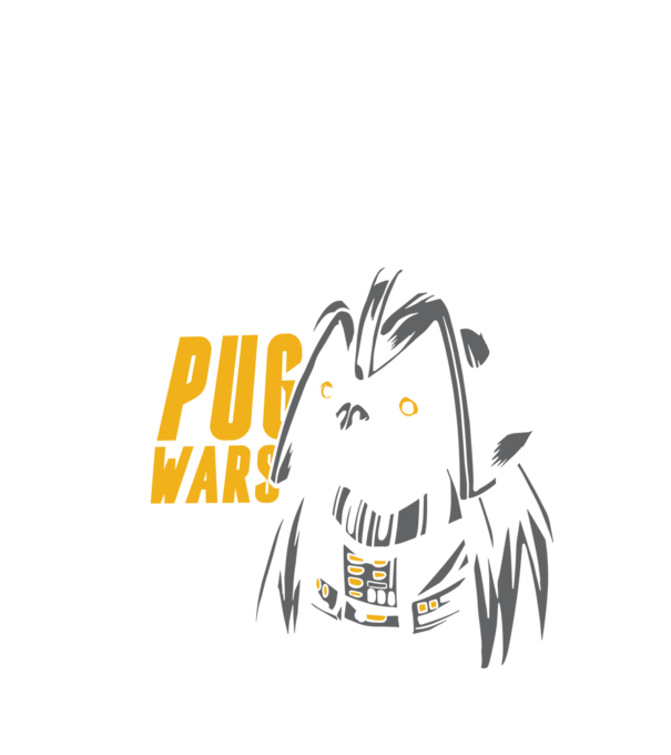 Pug Wars Mops model negru pe tricou