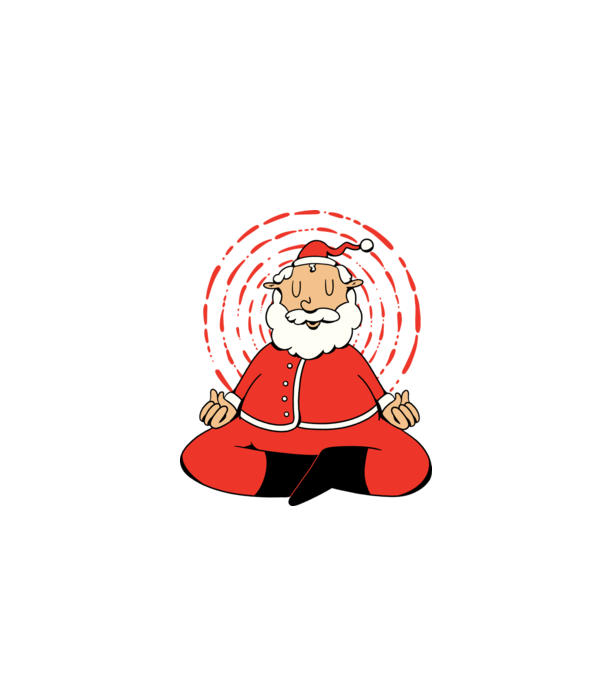 Moș Crăciun meditând model alb pe tricou