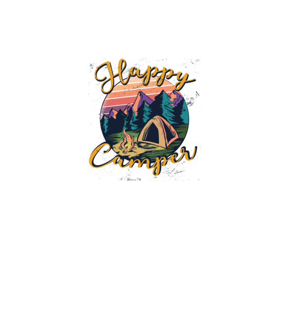 Happy Camper tricou camping model gri pe tricou
