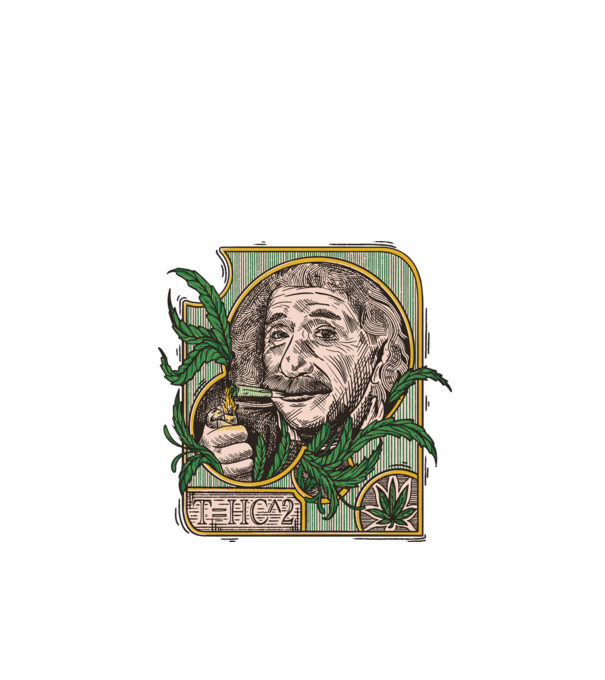 Einstein Marijuana THC model negru pe tricou