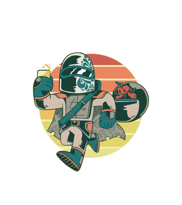 Războinic Mandalorian Retro model alb pe tricou