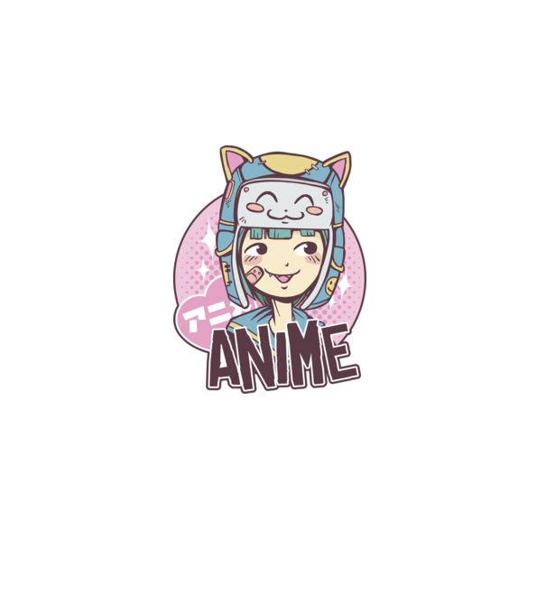Fată drăguță Anime model albastru închis pe tricou