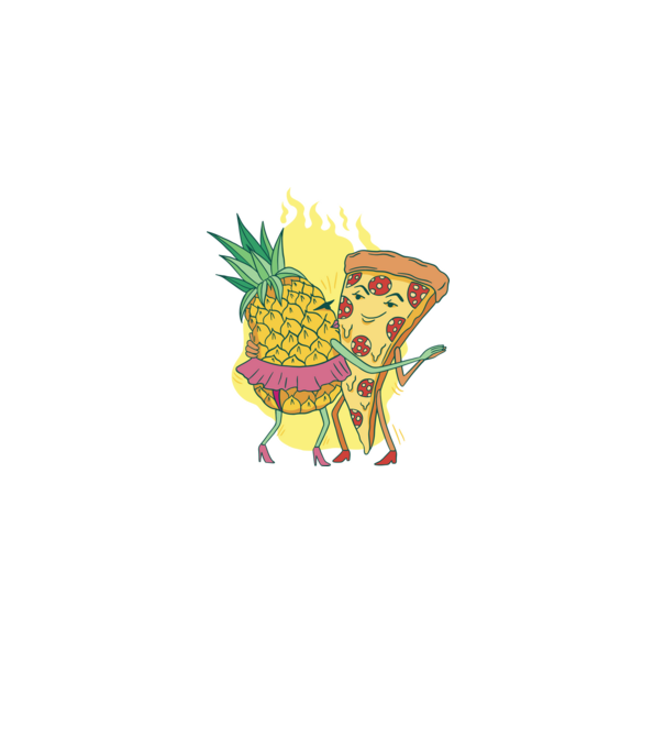 Pizza cu ananas Dragoste model negru pe tricou