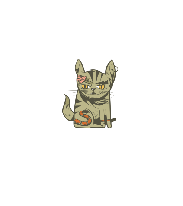 Pisoi tatuat model alb pe tricou