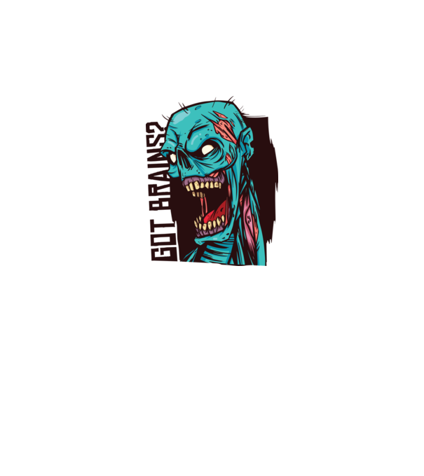 Got Brains? Cap Zombie model alb pe tricou